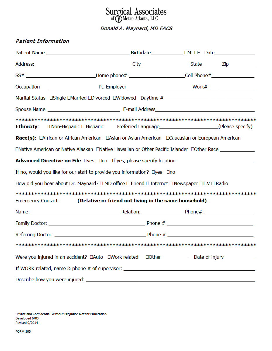 General Surgery Forms